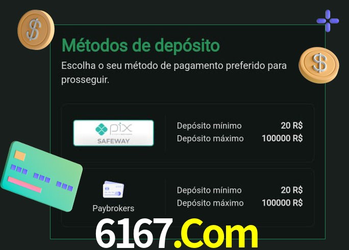 O cassino 6167.Com oferece uma grande variedade de métodos de pagamento